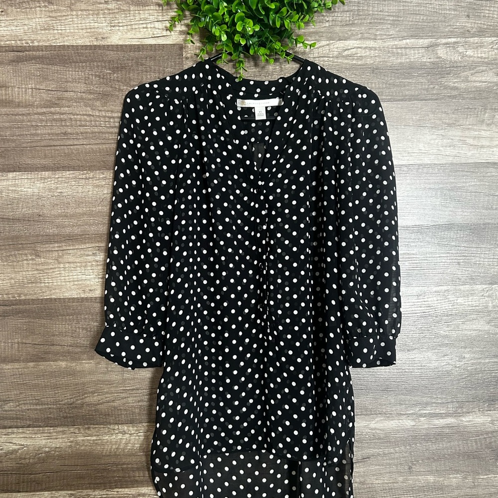 LC Lauren Conrad Black and White Puff Sleeve Dress